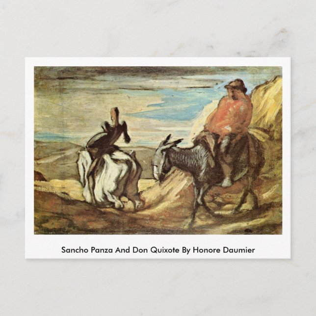 Sancho Panza Och Don Quixote Av Honore Daumier Vykort (Framsida)