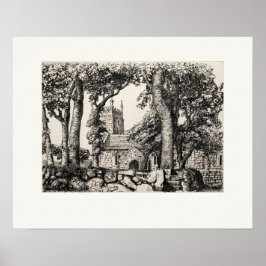 Sancreed Church Cornwall, Eleanor Hughes Nytryck Poster