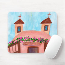 Sanctuario de Chimayo Church Colorful Watercolor