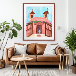Sanctuario de Chimayo Watercolor New mexico Poster