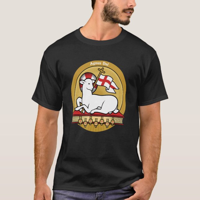 Sanctus Agnus Dei Lamb God traditionell latinsk ma T Shirt (Framsida)