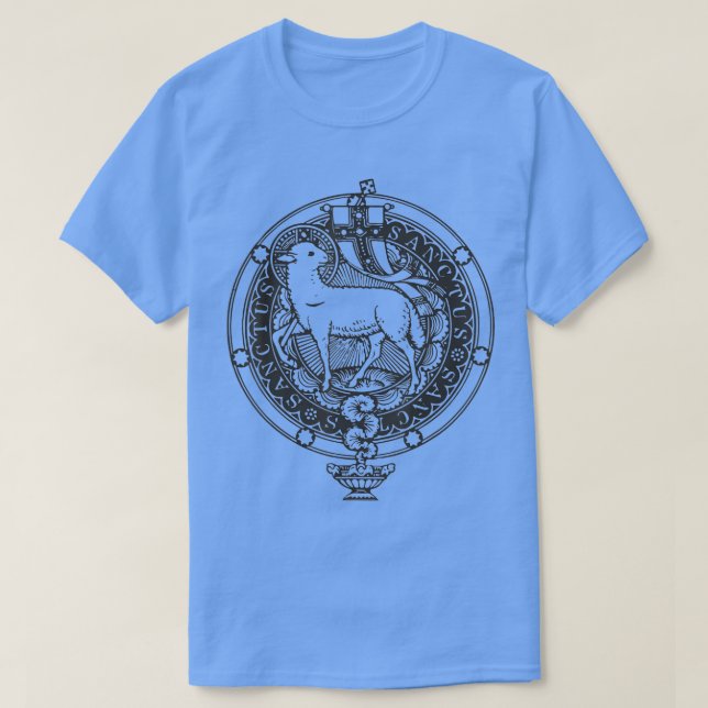 Sanctus Agnus Dei Lamb God traditionell latinsk ma T Shirt (Design framsida)