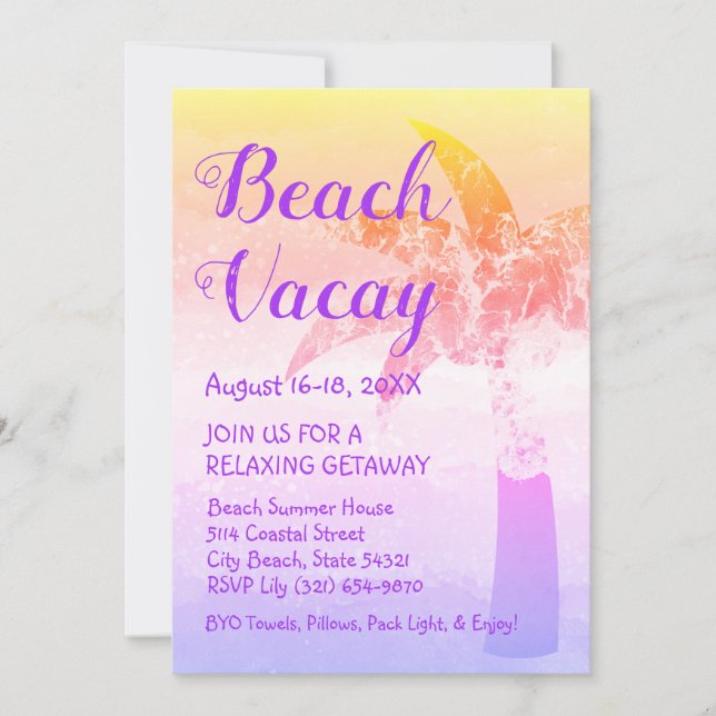 Sand and and Sea Handflatan Beach Getaway-inbjudan Inbjudningar (Framsida)