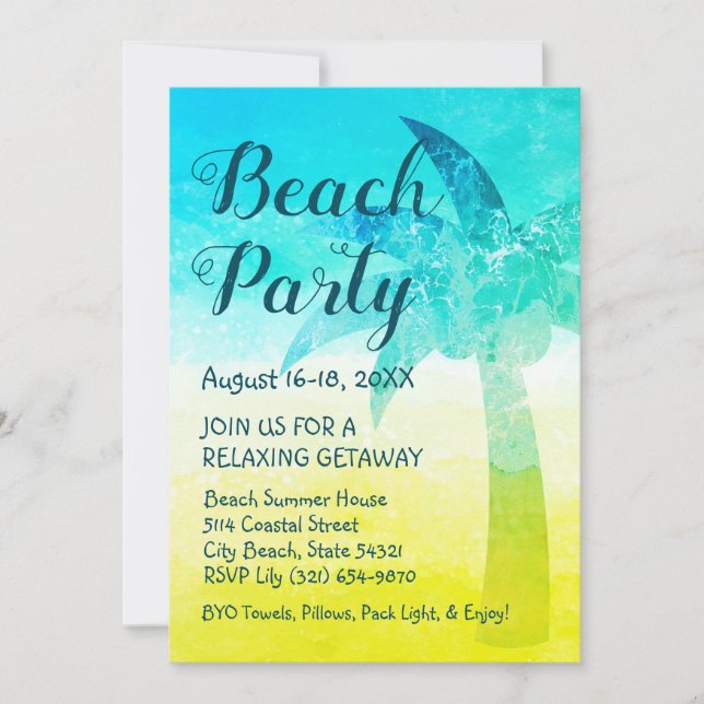 Sand and and Sea Handflatan Beach Getaway-inbjudan Inbjudningar (Framsida)