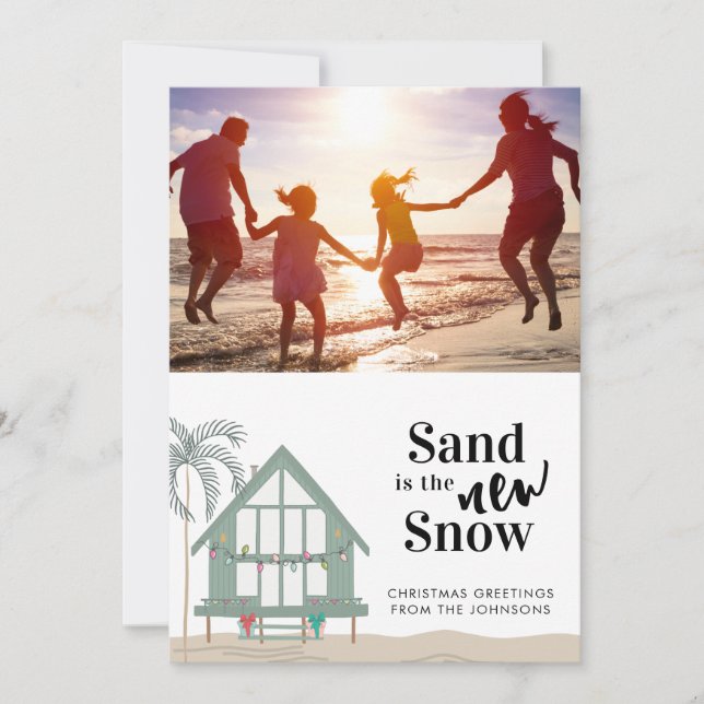 Sand är Helgdag New Snö Photo jul Julkort (Framsida)