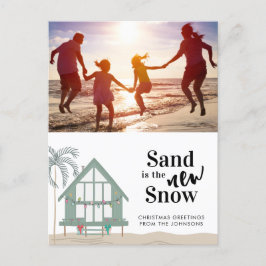 Sand är jultomten i New Snö Helg Vykort