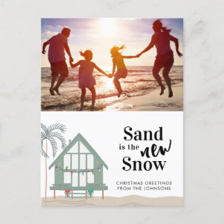 Sand är jultomten i New Snö Helg Vykort
