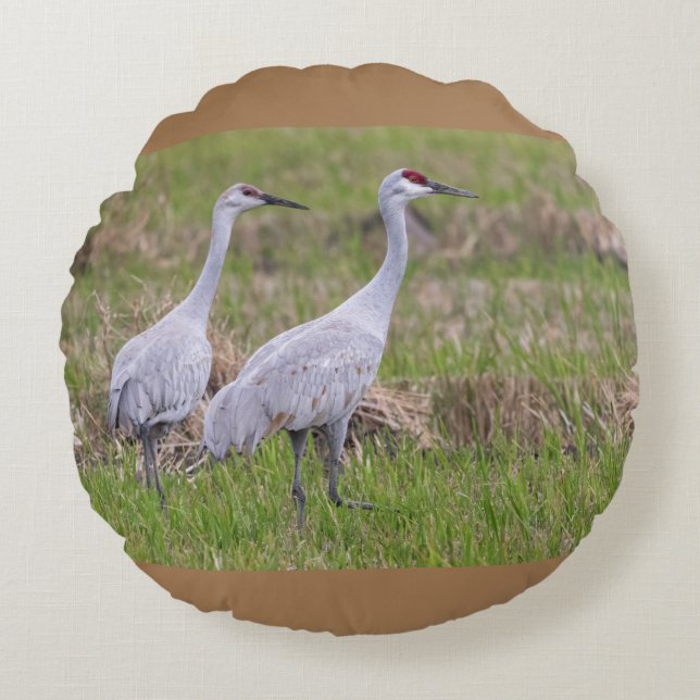 Sand Backe Cranes Pillow Rund Kudde (Framsidan)