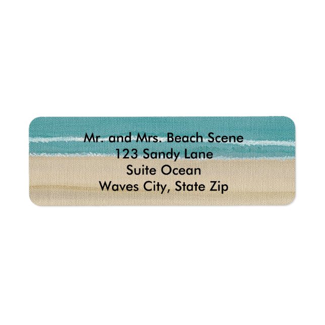 Sand Beach Ocean Vågar Scene-Adressetiketter Returadress Etikett (Framsidan)