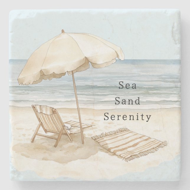 Sand Beach Serenity Umbrella Stenunderlägg (Framsidan)