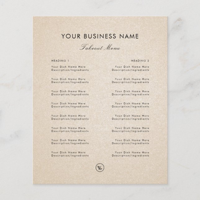 Sand Beige Add Logotyp Restaurant Takeout Takeway Flygblad (Framsidan)