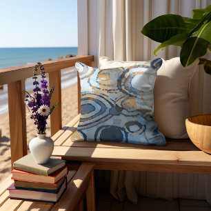 Sand Beige Brown Grått Teal Blue Circles Art Kudde