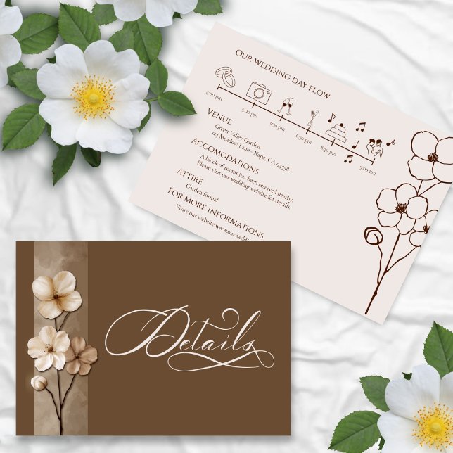 Sand Beige Hand Drawn Floral Botanical Details Tilläggskort (Skapare uppladdad)