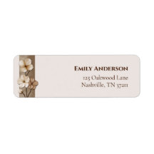 Sand Beige Handritad Blommig Botanisk Returadress