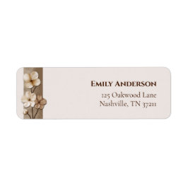 Sand Beige Handritad Blommig Botanisk Returadress Etikett