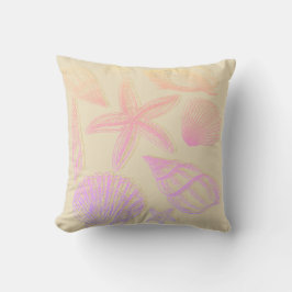 Sand Beige Seashell Ombre Pink Coastal Beach House Kudde