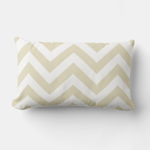 Sand Beige Vit Stor Chevron Sicksackmönster Lumbarkudde