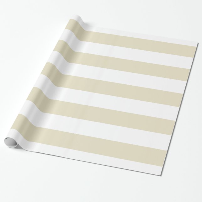 Sand Beige White Huge Rand Presentpapper (Utrullad)