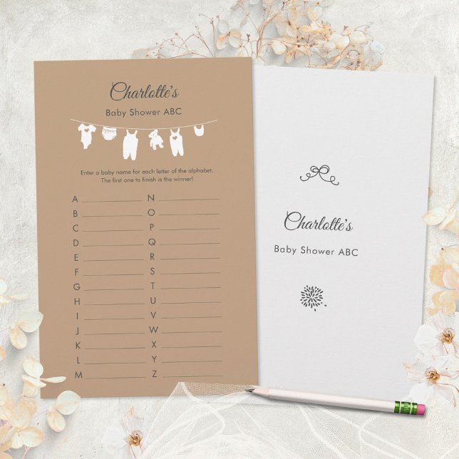 Sand Boho Minimalist Baby Shower ABC Lek (Minimal Sand Gender Neutral Baby Shower ABC Game ©Susanne Sachers - Sunny Mind 🌞)