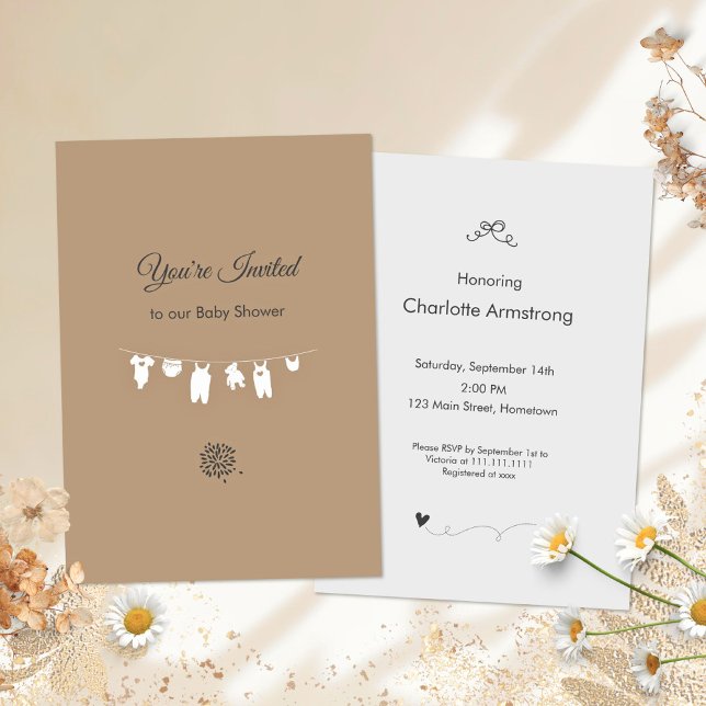 Sand Boho Minimalist Bebis-fest Inbjudningar (Sand Boho Minimalist Baby Shower Invitation  ©Susanne Sachers - Sunny Mind 🌞)