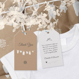 Sand Boho Minimalist Könsneutral Bebis-fest Presentetikett