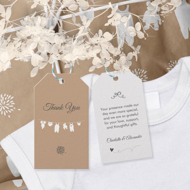 Sand Boho Minimalist Könsneutral Bebis-fest Presentetikett (Sand Boho Minimalist Gender Neutral Baby Shower Gift Tags ©Susanne Sachers - Sunny Mind 🌞)