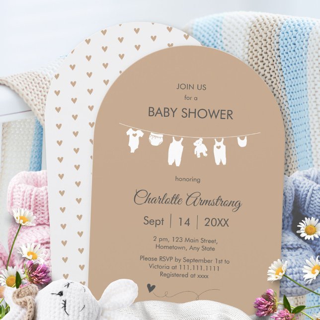 Sand Boho Minimalist Valvbarnskväll Inbjudningar (Sand Boho Minimalist Arched Baby Shower Invitation ©Susanne Sachers - Sunny Mind 🌞)