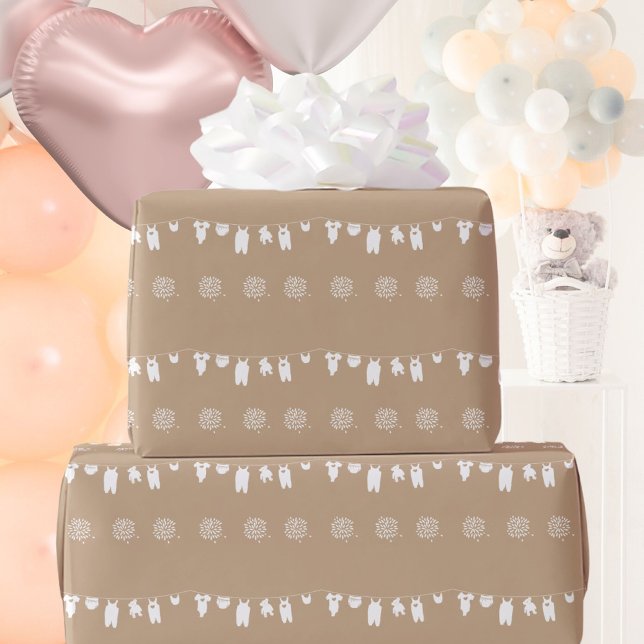 Sand Boho Minimalistisk Könsneutral Bebis Shower Presentpapper (Sand Boho Minimalist Gender Neutral Baby Shower Wrapping Paper ©Susanne Sachers - Sunny Mind 🌞)