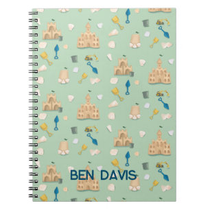 Sand Castle Byggnad Beach Coastal Notebook Anteckningsbok