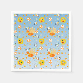 Sand castle-stranden roligt pojke födelsedagsfest pappersservett