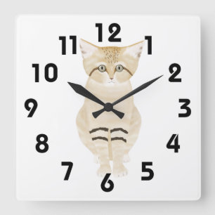 Sand Cat Wall Clock Fyrkantig Klocka
