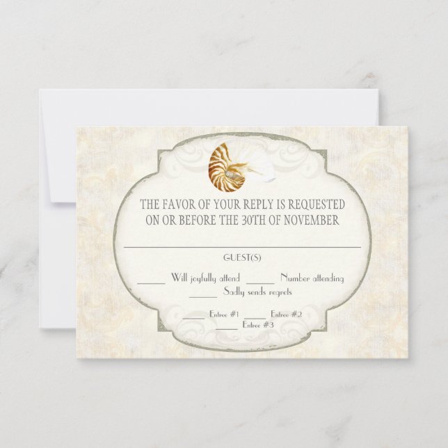 Sand Damask Nautilus Shell Ocean Strand Marin OSA Kort (Framsida)