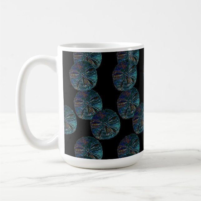 Sand Dollar Abstrakt Blue Black Artsy Gift Favor Kaffemugg (Vänster)