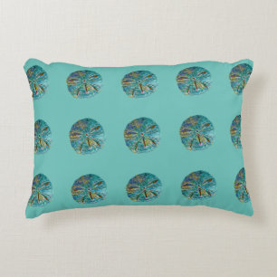 Sand Dollar Abstrakt Mönster Gift Favor Teal Blue Prydnadskudde