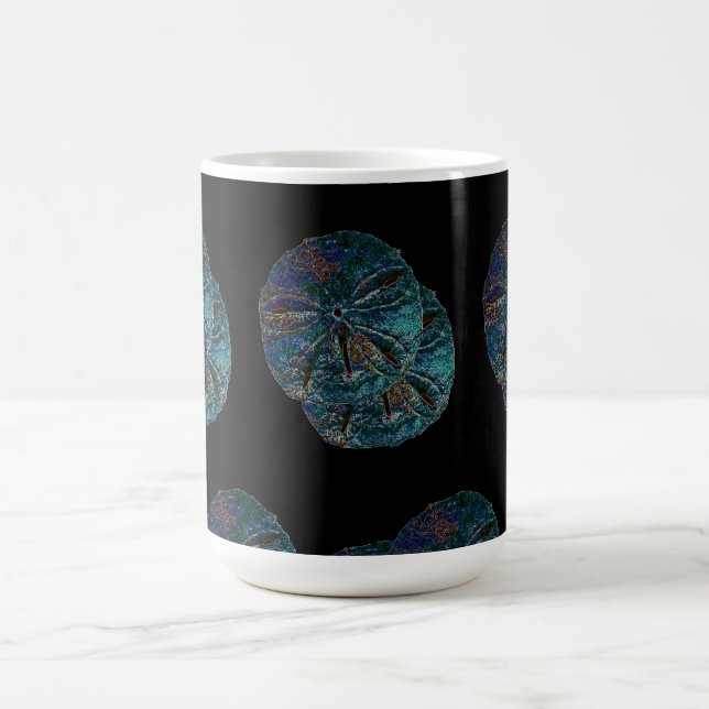 Sand Dollar-Abstrakten Artsy Blue Black Gift Favor Kaffemugg (Center)