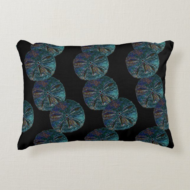 Sand Dollar-Abstrakten Artsy Blue Black Gift Favor Prydnadskudde (Framsidan)