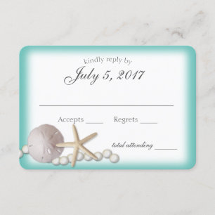 Sand Dollar and Pearls Beach Wedding Reply OSA Kort