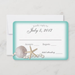 Sand Dollar and Pearls Beach Wedding Reply OSA Kort