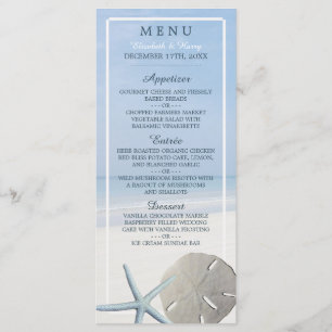 Sand Dollar and Starfish Beach Wedding Menu Meny