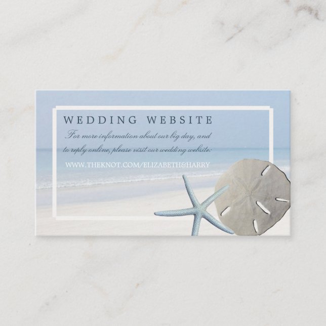 Sand Dollar and Starfish Beach Wedding Website Tilläggskort (Framsida)