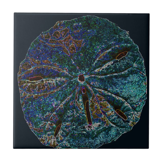 Sand Dollar Art Abstrakt Blue Mönster Gift Favor Kakelplatta (Framsidan)