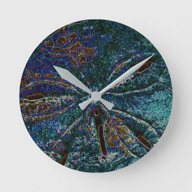 Sand Dollar Art Abstrakt Blue Mönster Gift Favor Rund Klocka (Framsida)