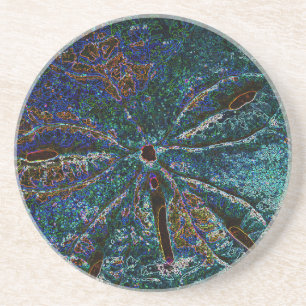 Sand Dollar Art Abstrakt Blue Mönster Gift Favor Underlägg