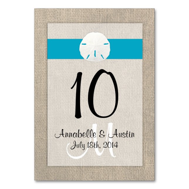 Sand Dollar Beach-bröllopskort Bord Bordsnummer (Framsidan)