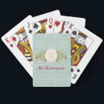 Sand Dollar Beach Casinokort<br><div class="desc">En julstrand hade en uppsättning kort med söt och dollar bland havsgräs och bär. Den här designen har en vättad texturerad träbakgrund och kan vara personlig med ditt namn. Gör en underbar julklapp eller gåva. Designad av Blackberry Boulevard.</div>