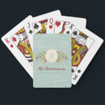 Sand Dollar Beach Casinokort<br><div class="desc">En julstrand hade en uppsättning kort med söt och dollar bland havsgräs och bär. Den här designen har en vättad texturerad träbakgrund och kan vara personlig med ditt namn. Gör en underbar julklapp eller gåva. Designad av Blackberry Boulevard.</div>