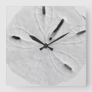 Sand Dollar Beach Coastal Black White Trendig Cool Fyrkantig Klocka