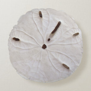 Sand Dollar Beach Coastal White Grått Round Trend Rund Kudde
