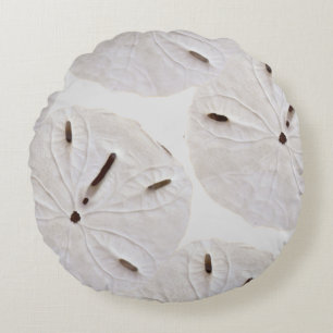 Sand Dollar Beach Coastal White Grått Trendig Sö Rund Kudde