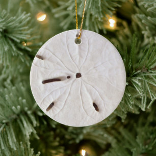 Sand Dollar Beach Coastal White Round Trendig Cool Julgransprydnad Keramik
